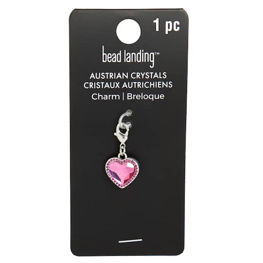 Dark Rose Filagree Heart Austrian Crystal Charm by Bead Landing™
